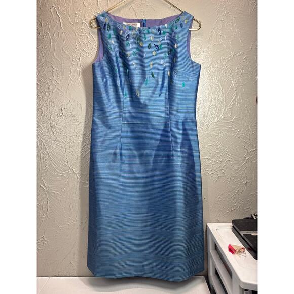 Kay Unger Womens Silk Beaded A-Line Dress With Jacket Outfit Evening Glam Size 8 - Picture 2 of 11